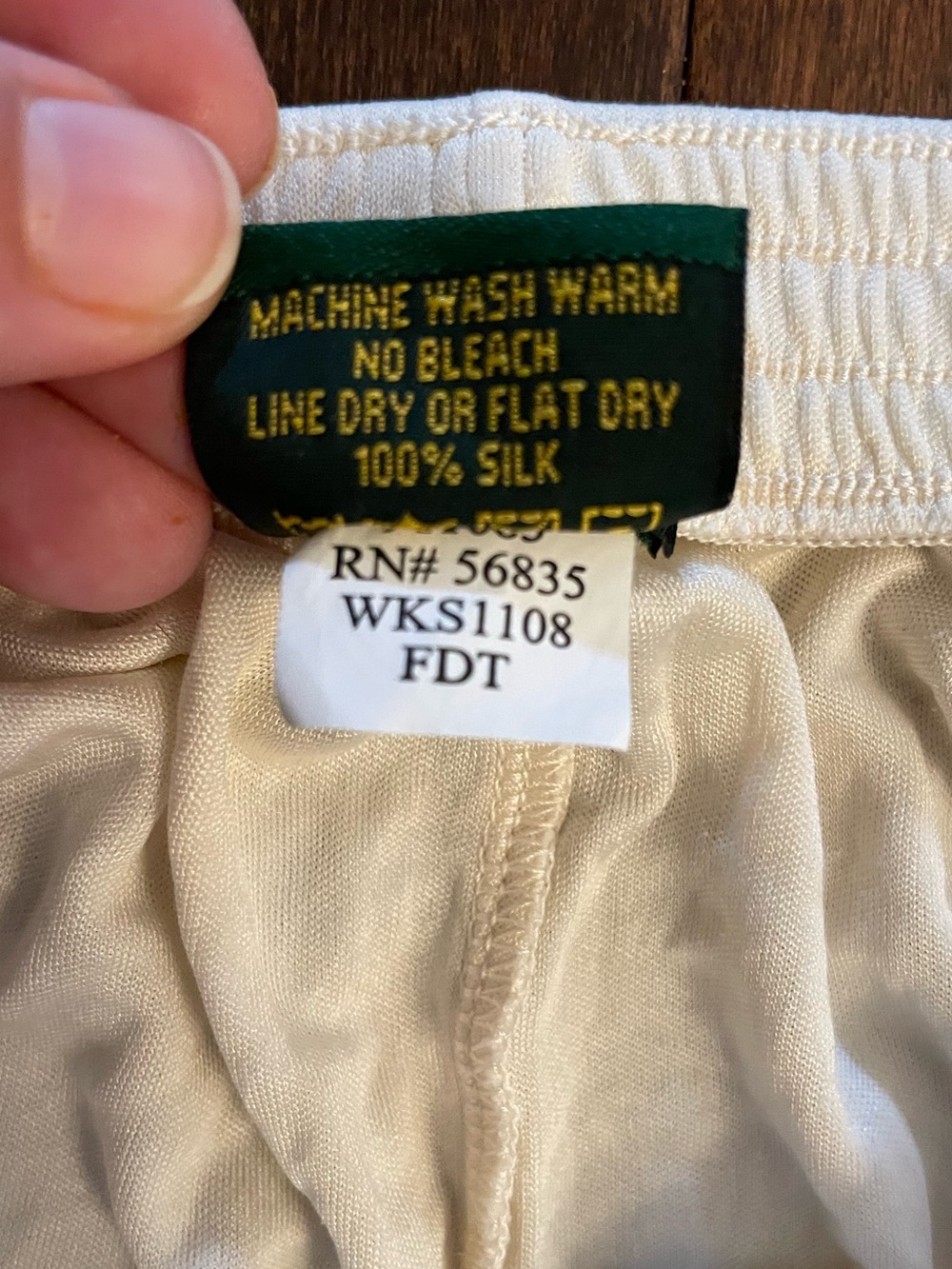Vintage Cabela’s 100% Silk Thermal Base Layer Pants Long Johns Ivory Medium - Picture 3 of 4